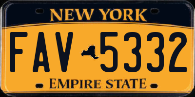 NY license plate FAV5332