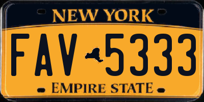 NY license plate FAV5333