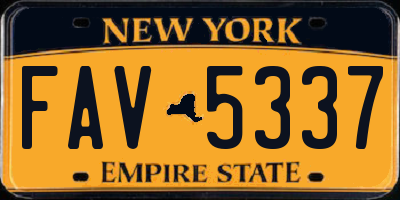 NY license plate FAV5337