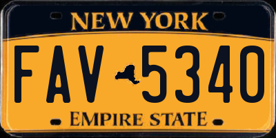 NY license plate FAV5340