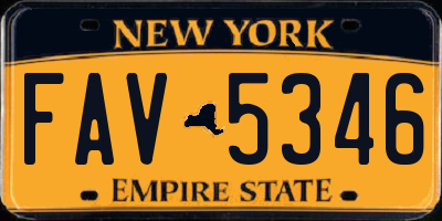 NY license plate FAV5346