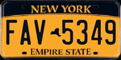 NY license plate FAV5349