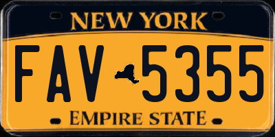 NY license plate FAV5355