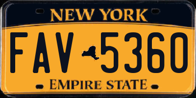 NY license plate FAV5360