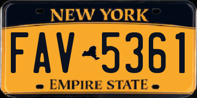 NY license plate FAV5361