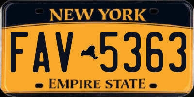 NY license plate FAV5363