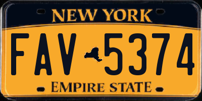 NY license plate FAV5374