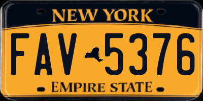 NY license plate FAV5376
