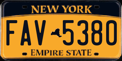 NY license plate FAV5380