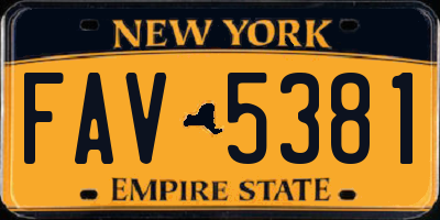 NY license plate FAV5381