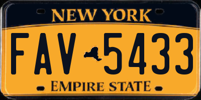 NY license plate FAV5433