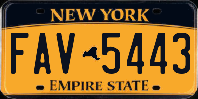 NY license plate FAV5443