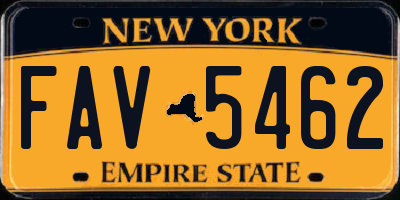 NY license plate FAV5462