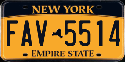 NY license plate FAV5514