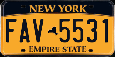 NY license plate FAV5531