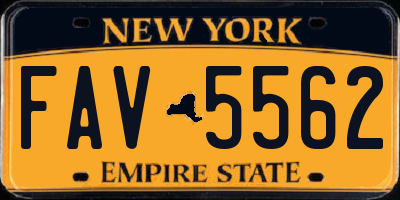 NY license plate FAV5562