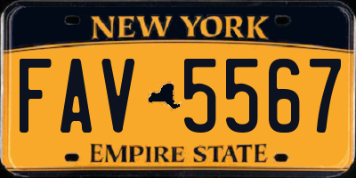 NY license plate FAV5567