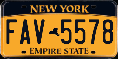 NY license plate FAV5578