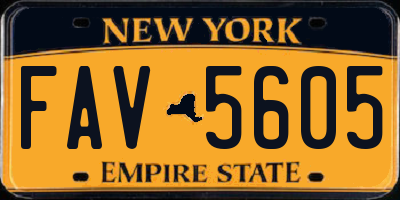 NY license plate FAV5605