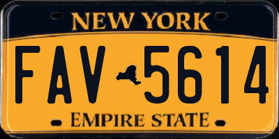 NY license plate FAV5614