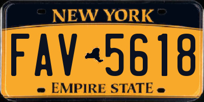 NY license plate FAV5618