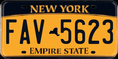 NY license plate FAV5623