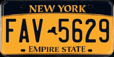 NY license plate FAV5629