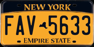 NY license plate FAV5633