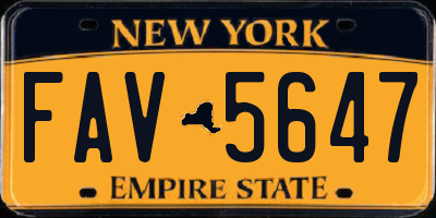 NY license plate FAV5647