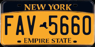 NY license plate FAV5660