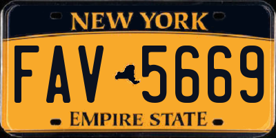 NY license plate FAV5669