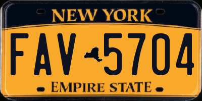 NY license plate FAV5704