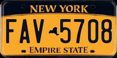 NY license plate FAV5708