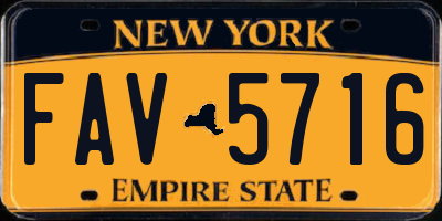 NY license plate FAV5716