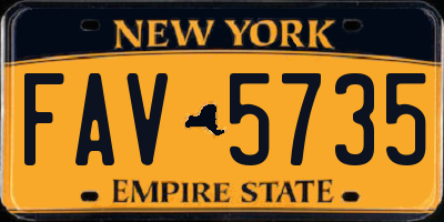 NY license plate FAV5735