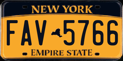 NY license plate FAV5766
