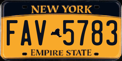 NY license plate FAV5783