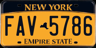 NY license plate FAV5786