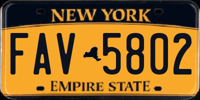 NY license plate FAV5802