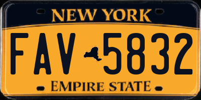 NY license plate FAV5832