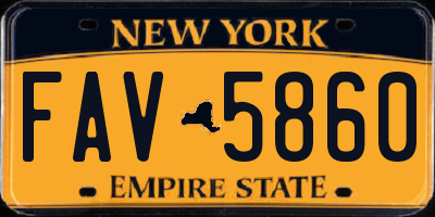 NY license plate FAV5860