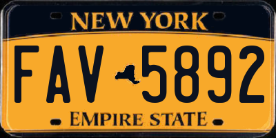 NY license plate FAV5892