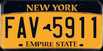 NY license plate FAV5911