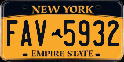 NY license plate FAV5932