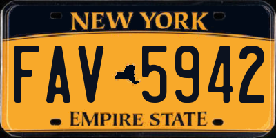 NY license plate FAV5942