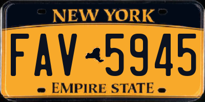 NY license plate FAV5945