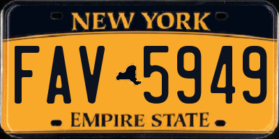 NY license plate FAV5949