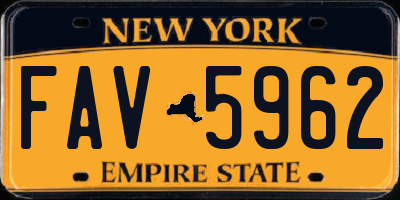 NY license plate FAV5962