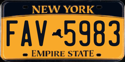 NY license plate FAV5983