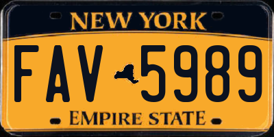 NY license plate FAV5989